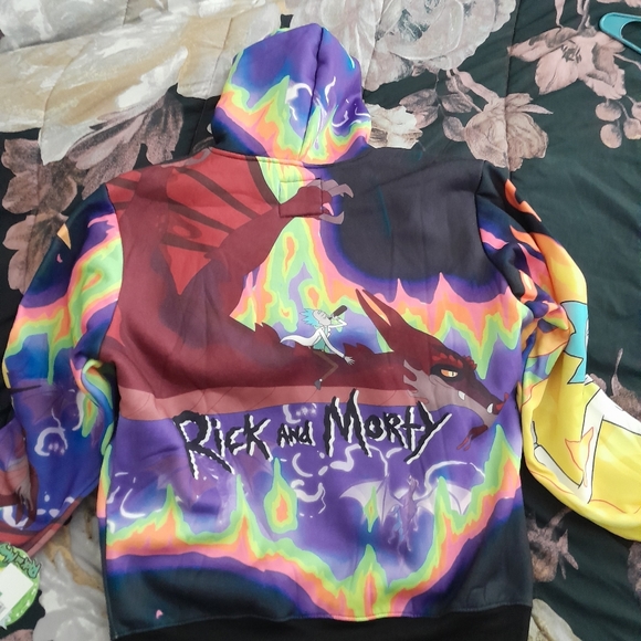 rick and morty members only sublimation psychedelic hoodie pullover hoodielarge - Picture 3 of 6